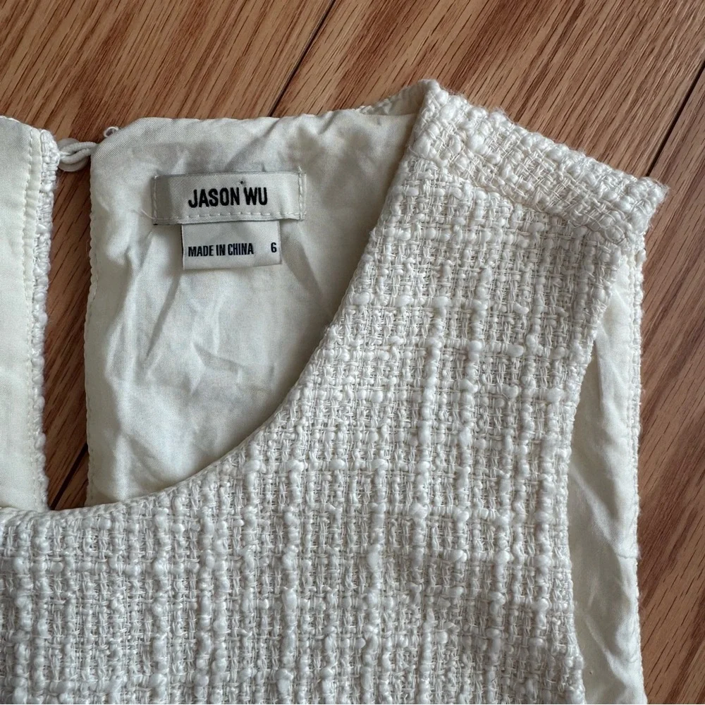 Jason Wu Cream Sleeveless Crop Top Pearl Fringe - Picture 4 of 10